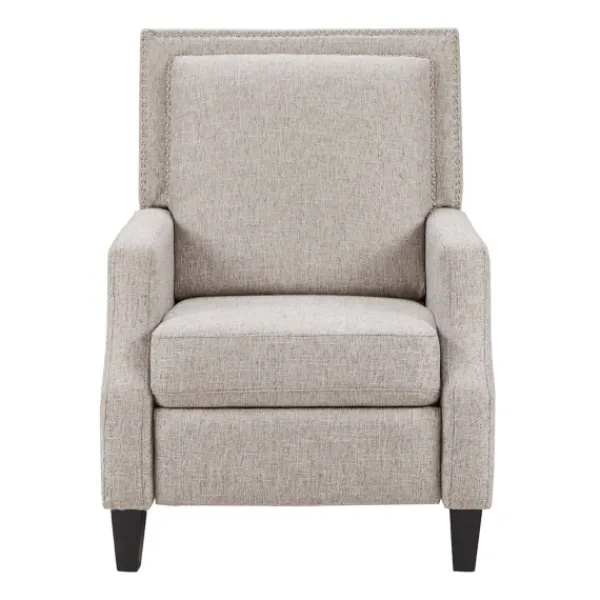 Accent Chairs-Kirkland's Home High Back Nail Head Trim Upholstered Recliner Gray