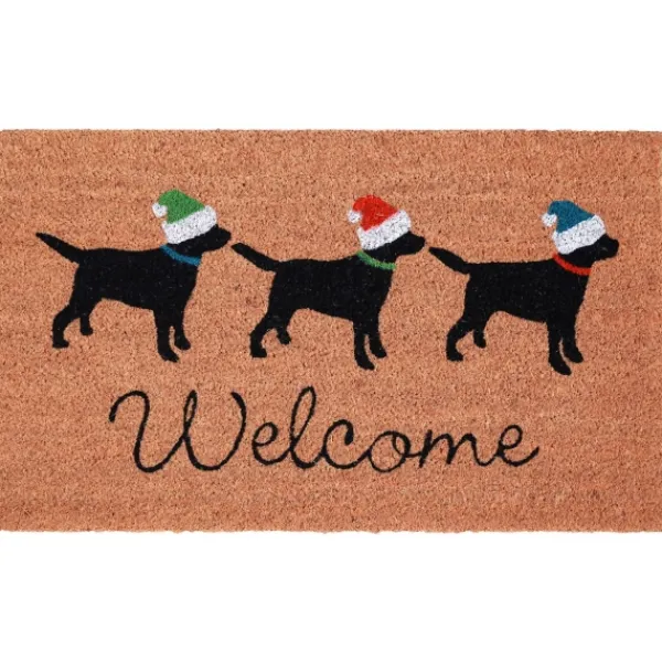 Doormats-Kirkland's Home Holiday Pups Welcome Doormat Tan/Black/Red