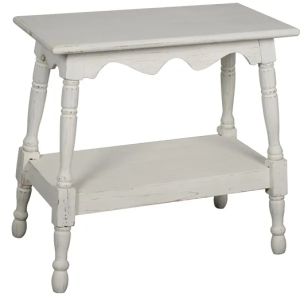 Accent & End Tables-Kirkland's Home Hollie Cream Slant Leg Scallop Edge Side Table Ivory