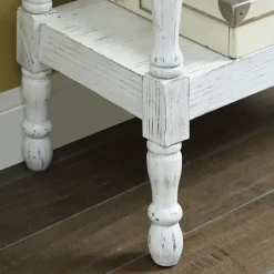Accent & End Tables-Kirkland's Home Hollie Cream Slant Leg Scallop Edge Side Table Ivory