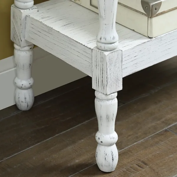 Accent & End Tables-Kirkland's Home Hollie Cream Slant Leg Scallop Edge Side Table Ivory