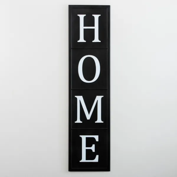 Wall Plaques-Kirkland's Home Home Black Metal Vertical Wall Plaque Black/White