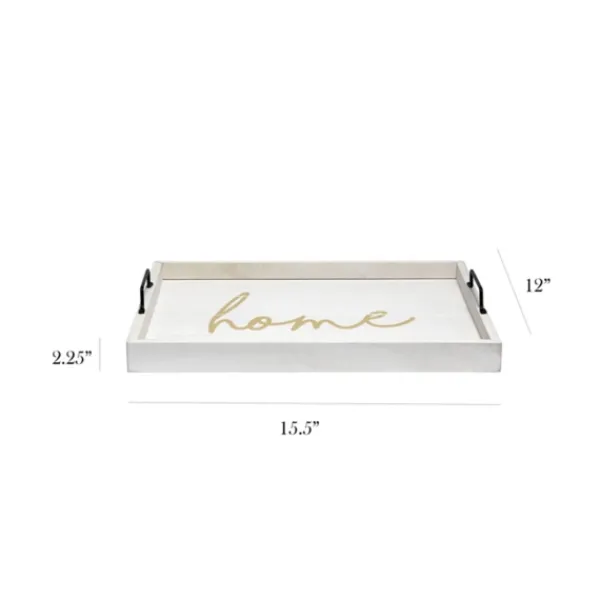 Decorative Trays-Kirkland's Home Home Wash Wood Tray White