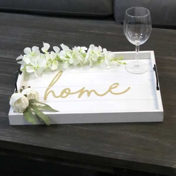 Decorative Trays-Kirkland's Home Home Wash Wood Tray White