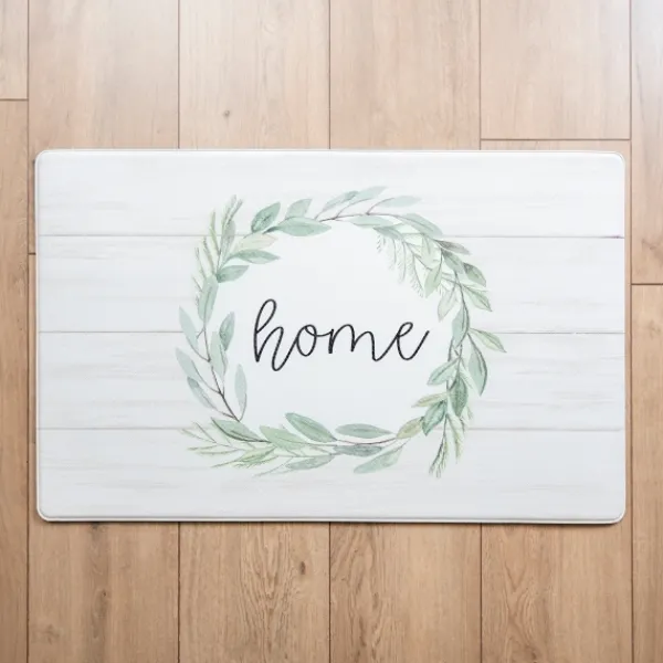 Kitchen & Floor Mats-Kirkland's Home Home Wreath Kitchen Mat White/Green