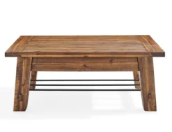 Coffee Tables-Kirkland's Home Honey Acacia Wood Coffee Table With Metal Bars Tan