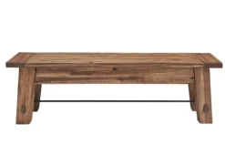 Dining Chairs-Kirkland's Home Honey Acacia Wood Rustic Metal Rod Dining Bench Brown/Black