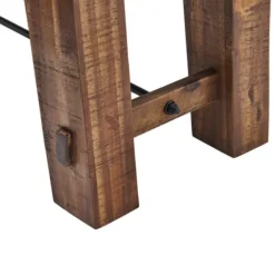 Dining Chairs-Kirkland's Home Honey Acacia Wood Rustic Metal Rod Dining Bench Brown/Black