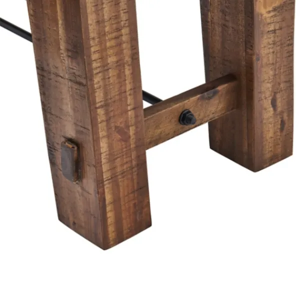 Dining Chairs-Kirkland's Home Honey Acacia Wood Rustic Metal Rod Dining Bench Brown/Black