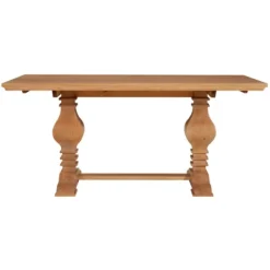 Dining Tables-Kirkland's Home Honey Brown Wood Double Pedestal Dining Table Tan