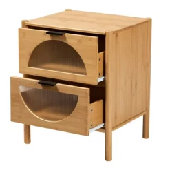 Nightstands-Kirkland's Home Honey Crescent Window 2-Drawer Nightstand Brown
