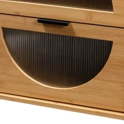 Nightstands-Kirkland's Home Honey Crescent Window 2-Drawer Nightstand Brown