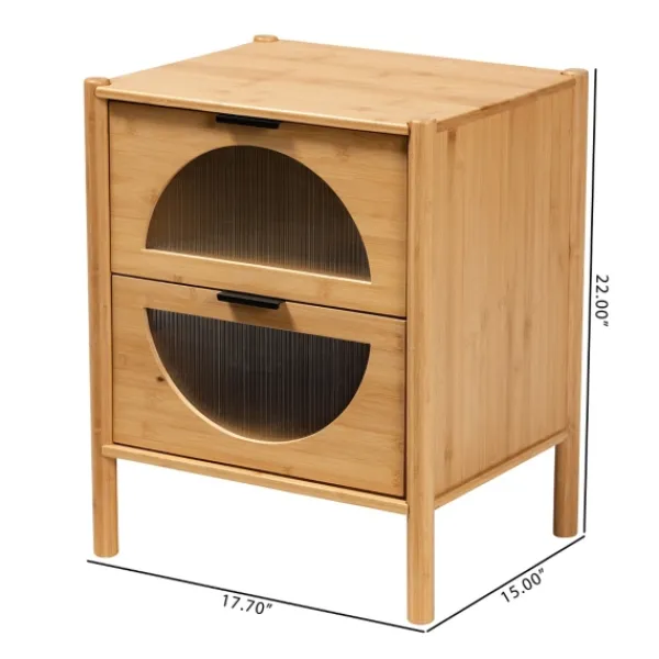 Nightstands-Kirkland's Home Honey Crescent Window 2-Drawer Nightstand Brown