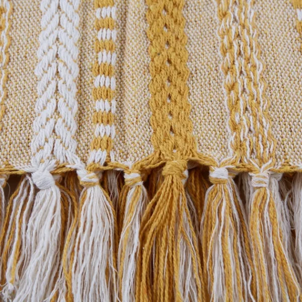 Blankets & Throws-Kirkland's Home Honey Gold Braided Fringe Throw Yellow