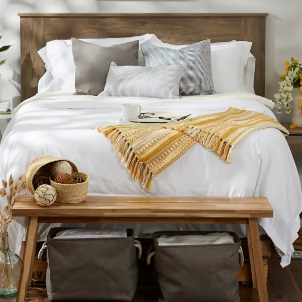 Blankets & Throws-Kirkland's Home Honey Gold Braided Fringe Throw Yellow