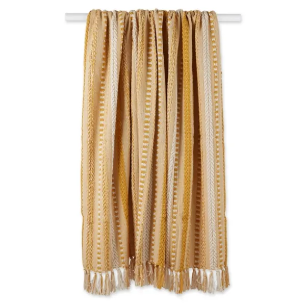 Blankets & Throws-Kirkland's Home Honey Gold Braided Fringe Throw Yellow
