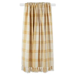 Blankets & Throws-Kirkland's Home Honey Gold Plaid Fringe Throw Yellow