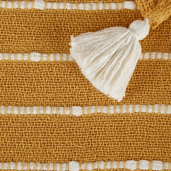 Blankets & Throws-Kirkland's Home Honey Gold Slub Stripe Decorative Throw Yellow