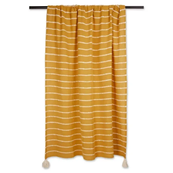 Blankets & Throws-Kirkland's Home Honey Gold Slub Stripe Decorative Throw Yellow
