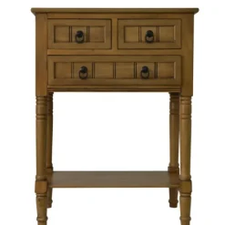 Console Tables-Kirkland's Home Honey Pine 3-Drawer Console Table Brown