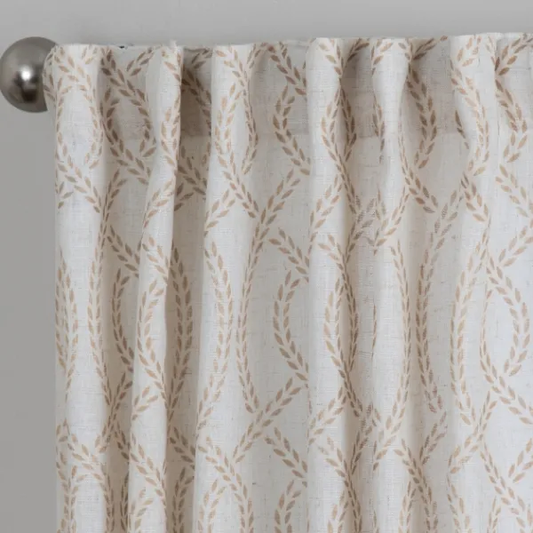 Curtains & Drapes-Kirkland's Home Honey Trellis Woven Single Curtain Panel, 84 In. White/Tan