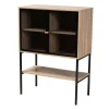 Cabinets & Sideboards-Kirkland's Home Honey Wood And Metal Mesh Cabinet Brown