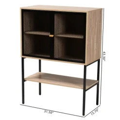 Cabinets & Sideboards-Kirkland's Home Honey Wood And Metal Mesh Cabinet Brown