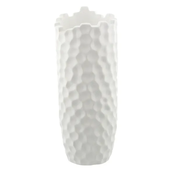 Vases-Kirkland's Home Honeycomb Asymmetrical Vase White