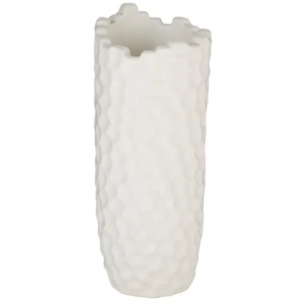 Vases-Kirkland's Home Honeycomb Asymmetrical Vase White