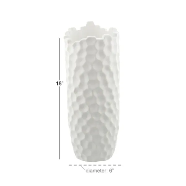 Vases-Kirkland's Home Honeycomb Asymmetrical Vase White