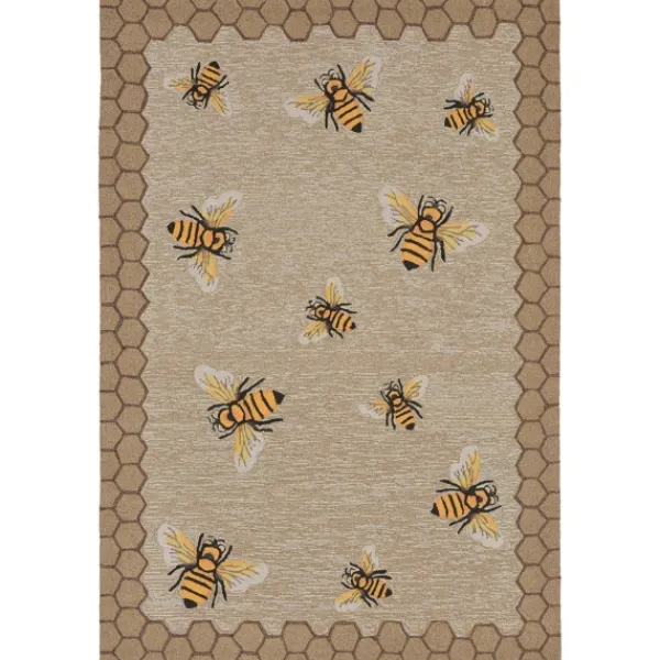 Outdoor Rugs-Kirkland's Home Honeycomb Bees Outdoor Area Rug, 5X7 Brown/Yellow