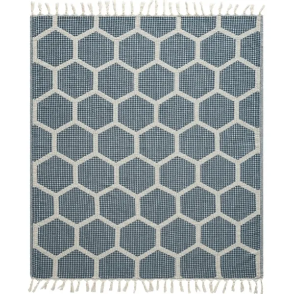 Blankets & Throws-Kirkland's Home Honeycomb Cotton Throw Blue