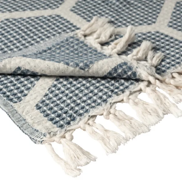 Blankets & Throws-Kirkland's Home Honeycomb Cotton Throw Blue