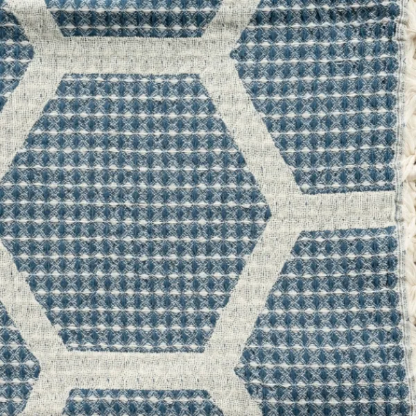 Blankets & Throws-Kirkland's Home Honeycomb Cotton Throw Blue