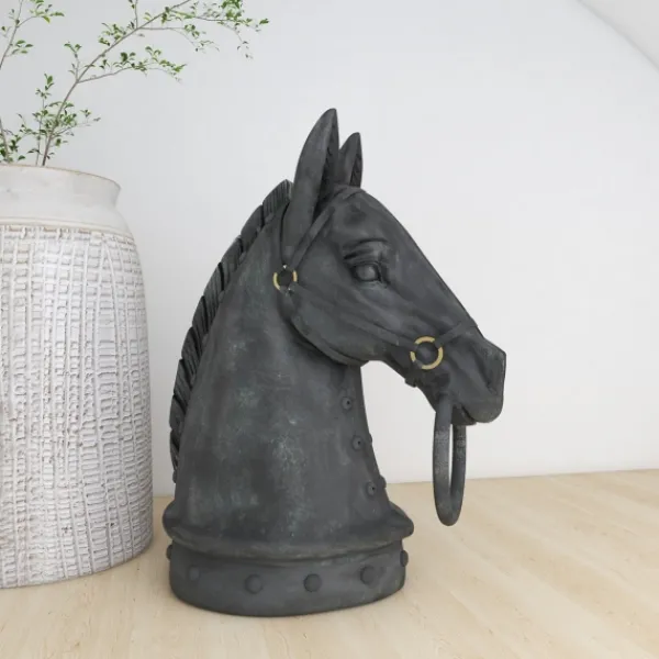 Statues & Figurines-Kirkland's Home Horse Head Statue, 12 In. Black