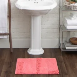 Bathroom Rugs-Kirkland's Home Hot Asymmetrical Cotton Bath Mat, 34 In. Pink
