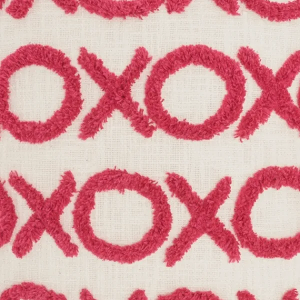 Pillows-Kirkland's Home Hot Pink Tufted Xoxo Pillow Pink/White