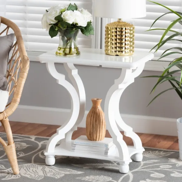 Accent & End Tables-Kirkland's Home Hourglass Wood Accent Table White