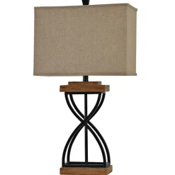 Table Lamps-Kirkland's Home Hourglass X Table Lamp Tan