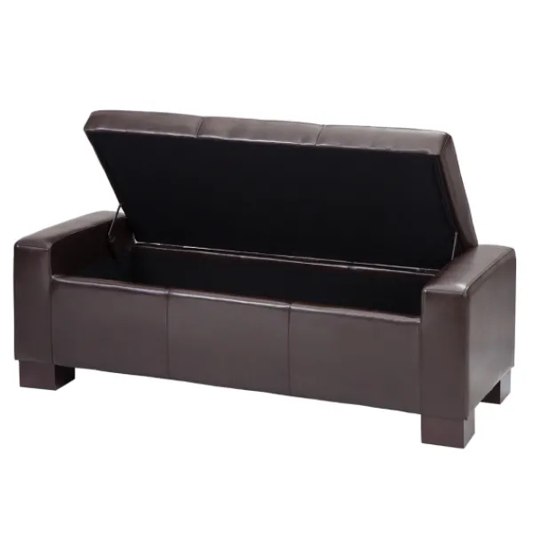 Benches & Ottomans-Kirkland's Home Hudson Tufted Faux Leather Storage Bench Brown