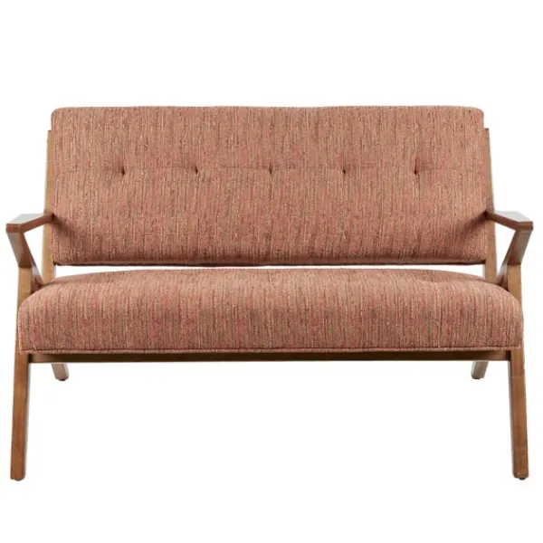 Sofas & Loveseats-Kirkland's Home Hues Rockwood Pecan Finish Loveseat Orange