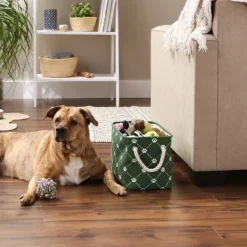 Baskets & Boxes-Kirkland's Home Hunter Trellis Paw Print Storage Basket, 14 In. Green