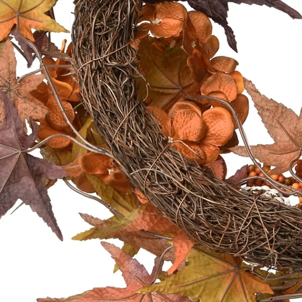 Wreaths-Kirkland's Home Hydrangea Maple Berry Frosted Harvest Wreath Brown/Orange/Green