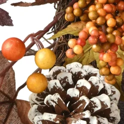 Wreaths-Kirkland's Home Hydrangea Maple Berry Frosted Harvest Wreath Brown/Orange/Green