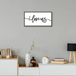 Wall Quotes & Signs-Kirkland's Home I Love Us Framed Canvas Art Print, 25X13 In. Black/White