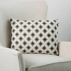 Pillows-Kirkland's Home Ida Printed Lumbar Pillow Ivory/Black