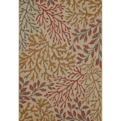 Outdoor Rugs-Kirkland's Home Ikat Coral Sunset Outdoor Area Rug, 5X7 Red/Gray/Yellow