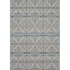 Outdoor Rugs-Kirkland's Home Ikat Diamond Indigo Outdoor Area Rug, 5X7 Blue/White/Tan