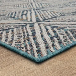 Outdoor Rugs-Kirkland's Home Ikat Diamond Indigo Outdoor Area Rug, 5X7 Blue/White/Tan