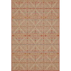 Outdoor Rugs-Kirkland's Home Ikat Diamond Sunset Outdoor Area Rug, 5X7 Red/Yellow/White